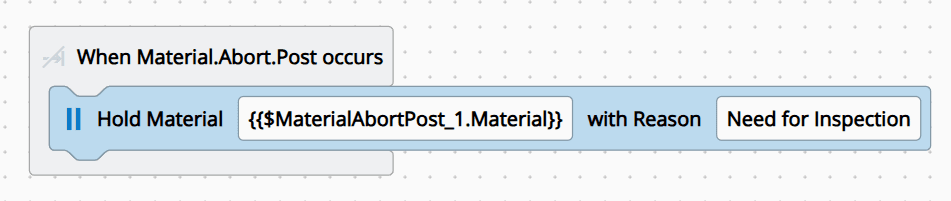 Screenshot showing a business workflow task for material hold.