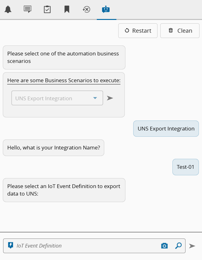 Selecting name for UNS Export Integration in Cortex