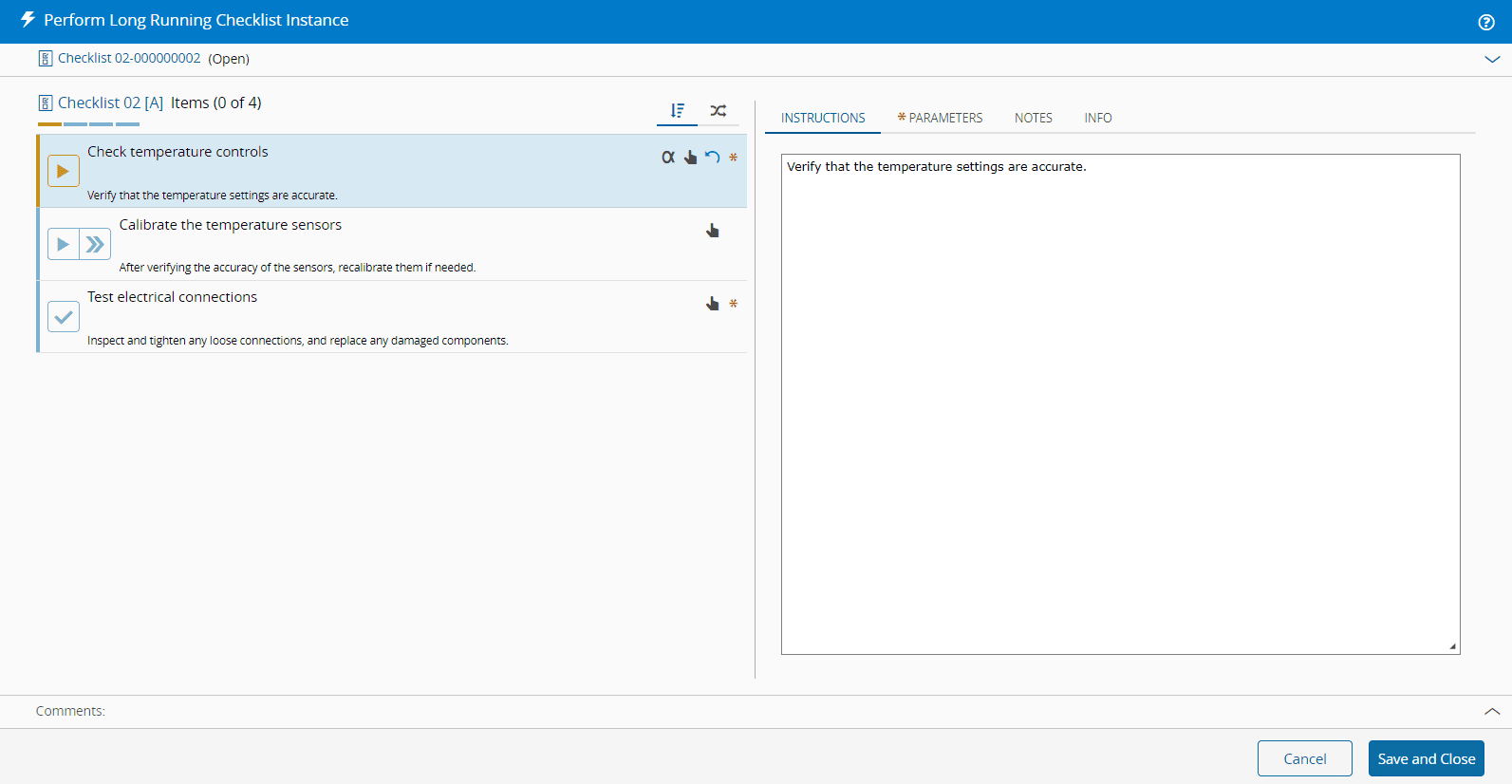 Screenshot showing a checklist item with an optional task highlighted.