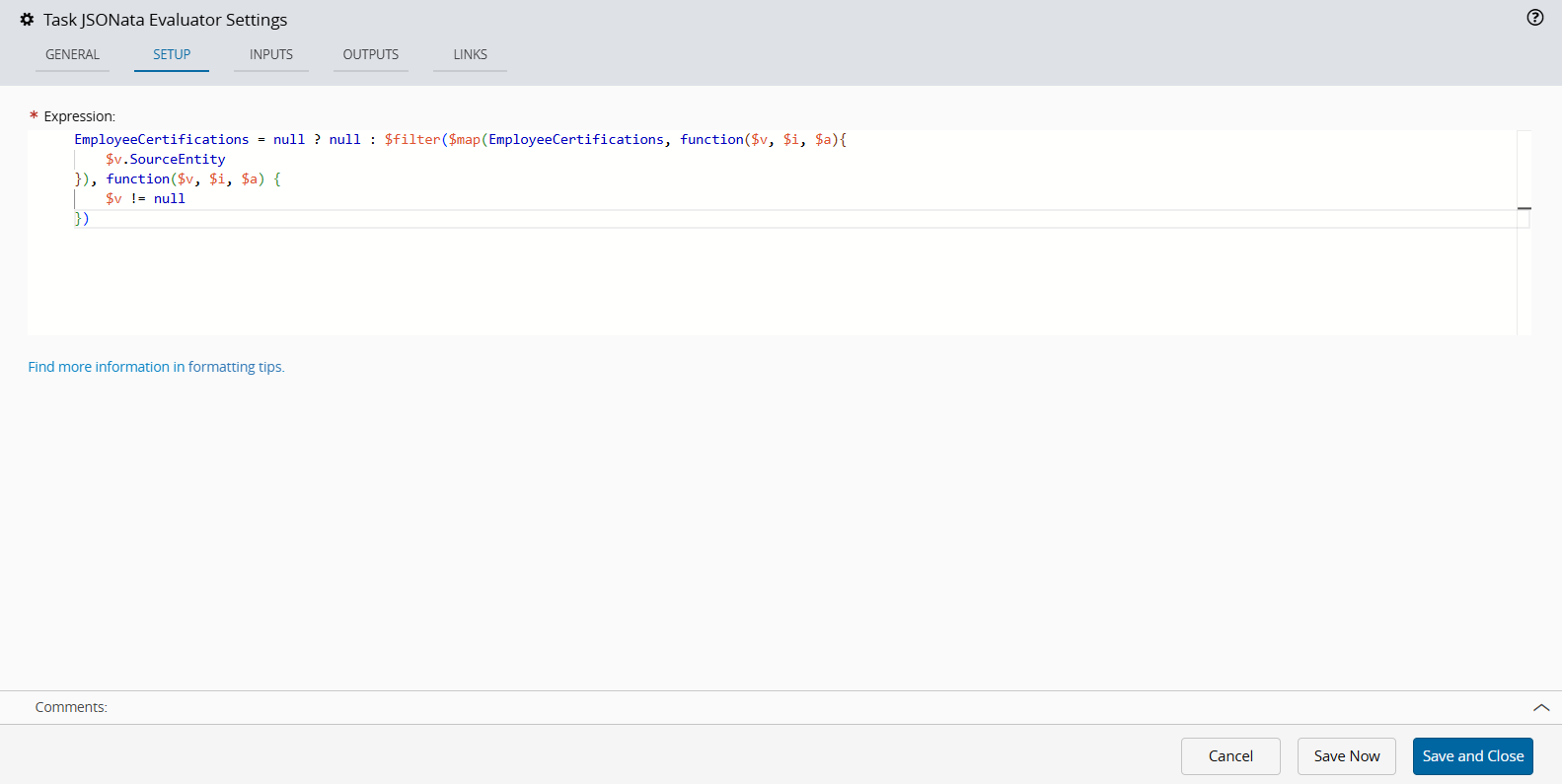 JSONata Evaluator Task Output