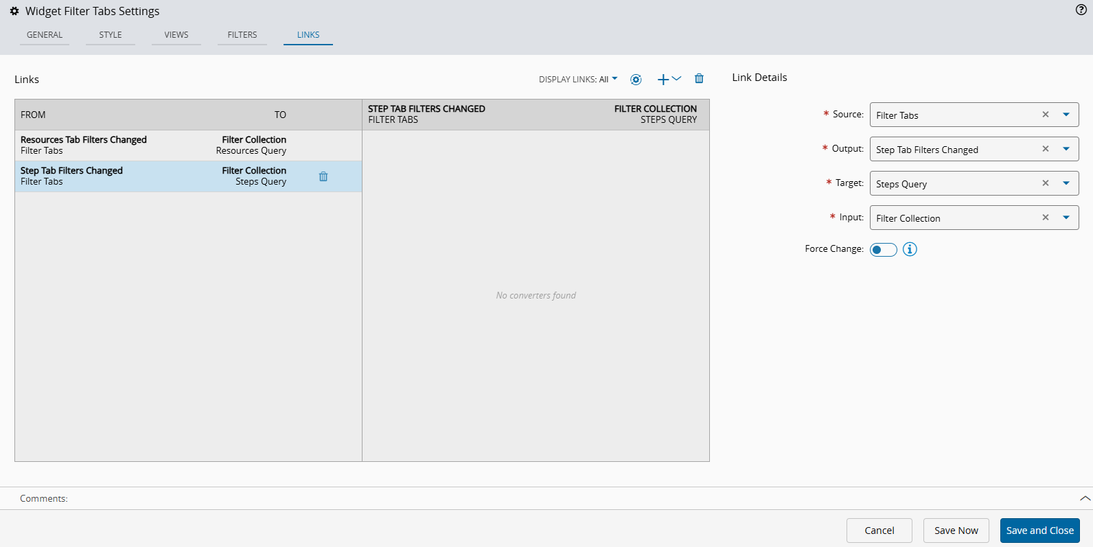 Screenshot showing a Grid widget with columns configured for the entity properties.