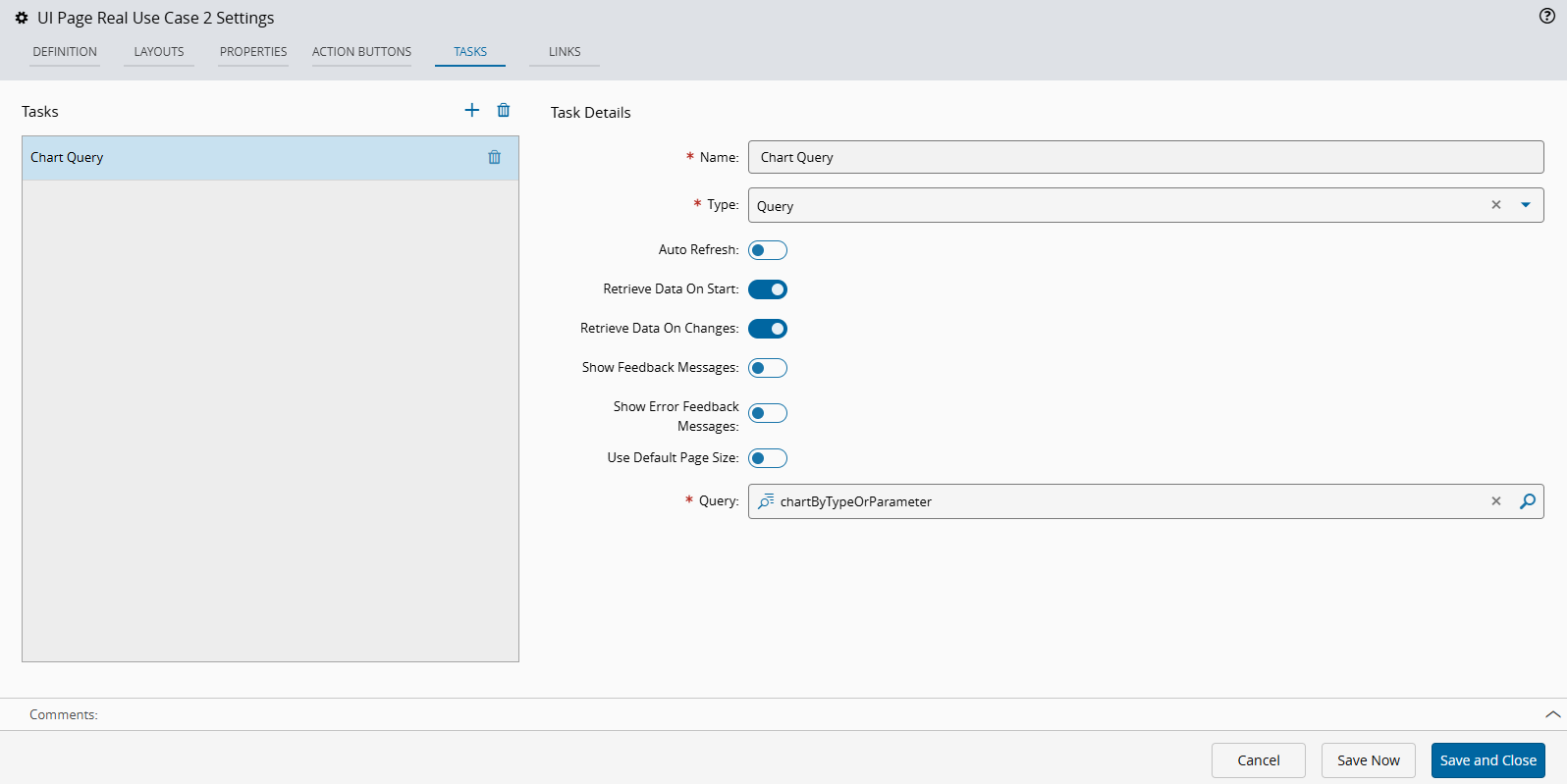 Screenshot showing filtering options on a UI page for setting task parameters.