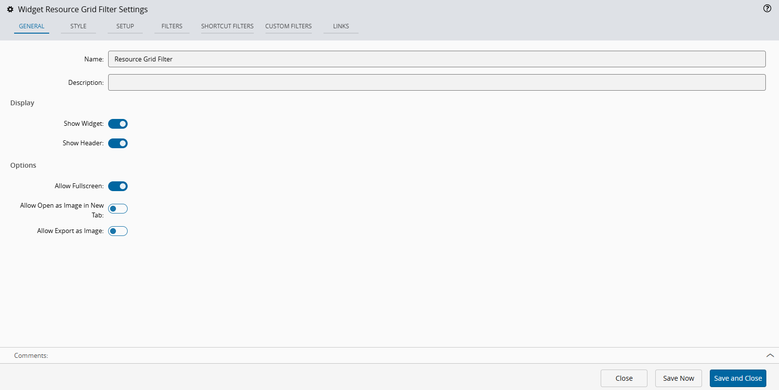 Screenshot showing the General tab automatically populated from the selected template.
