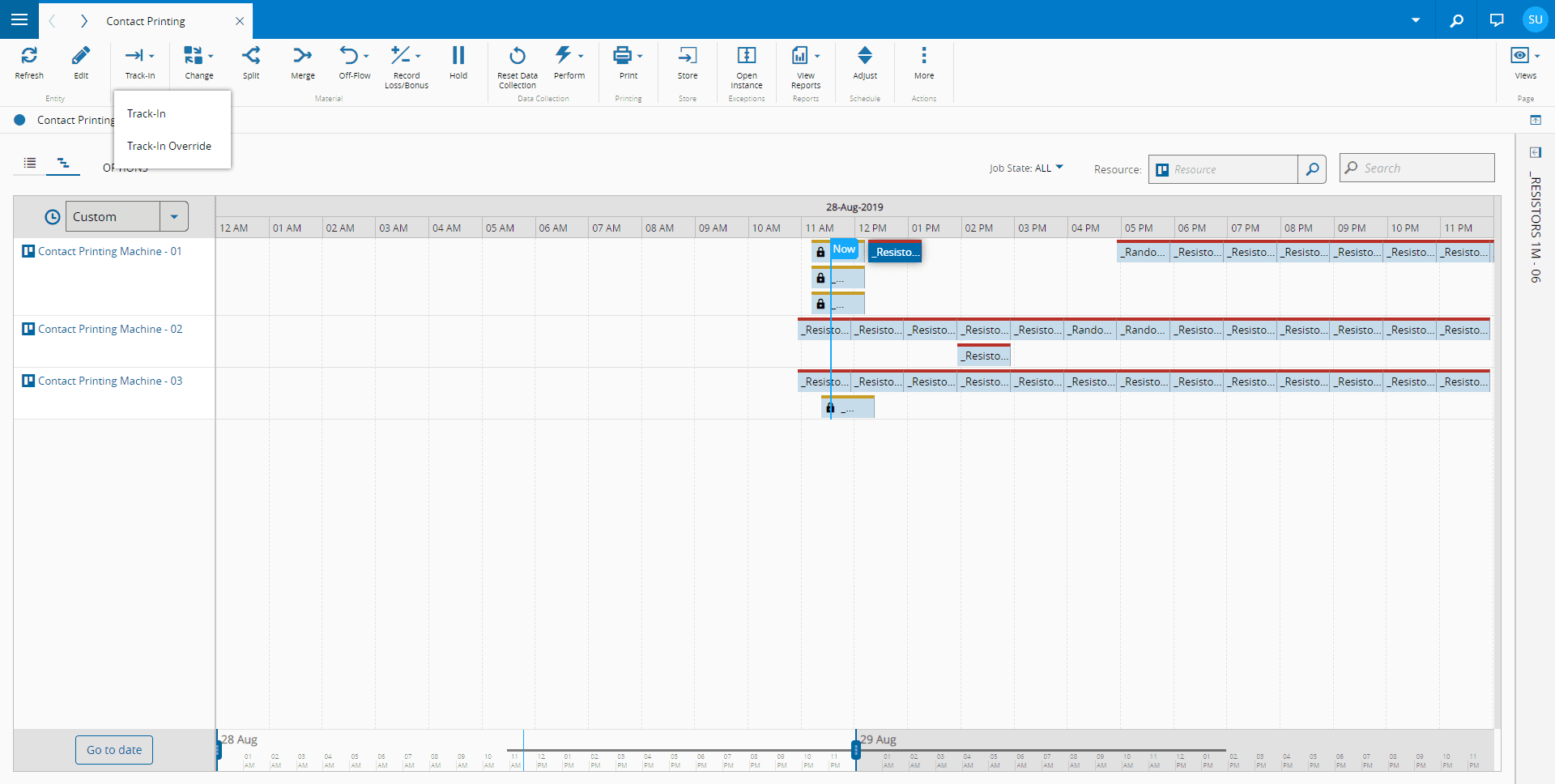 Track-in with Schedule Override