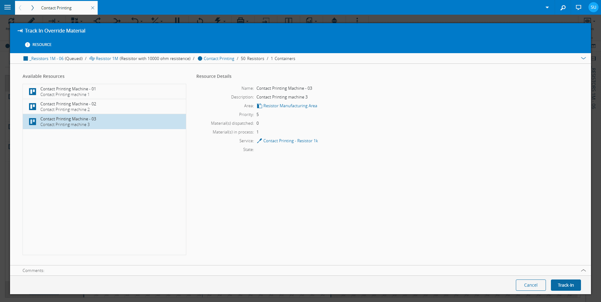Track-in with Schedule Override
