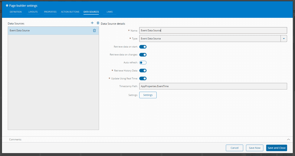 Data Source Event Settings