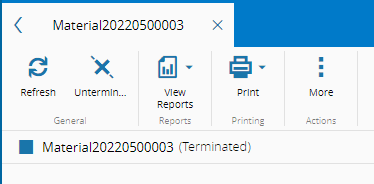 Send-Ahead Material Terminated