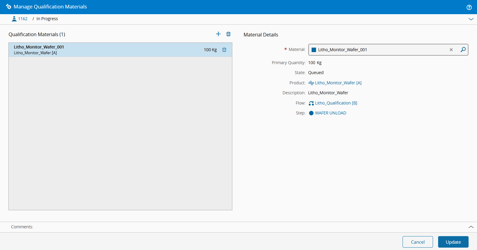 Screenshot showing how to manage qualification materials