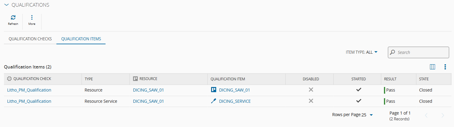 Screenshot showing the completion of the qualification items of the MAO when the restriction type is set to require specific
