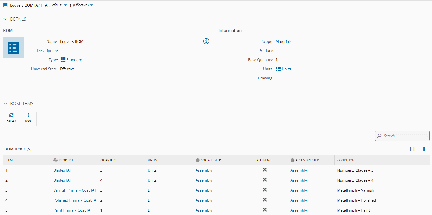 Screenshot showing a Bill of Materials (BOM) document with details including "BB Tomers" and "Waters".