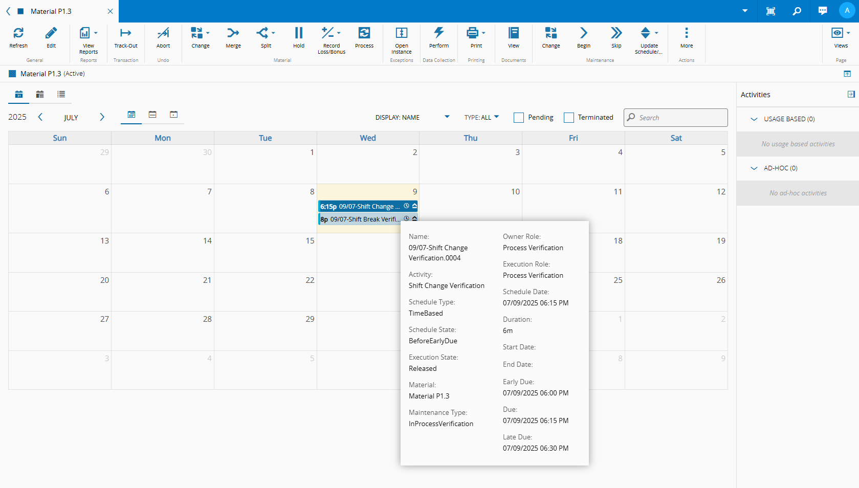 Shift Change Execution