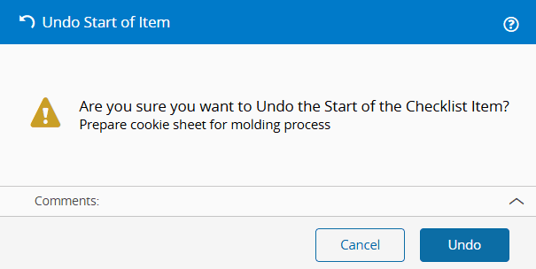 Undo Start Checklist Item