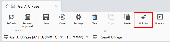 AI generation panel in the Page Builder.