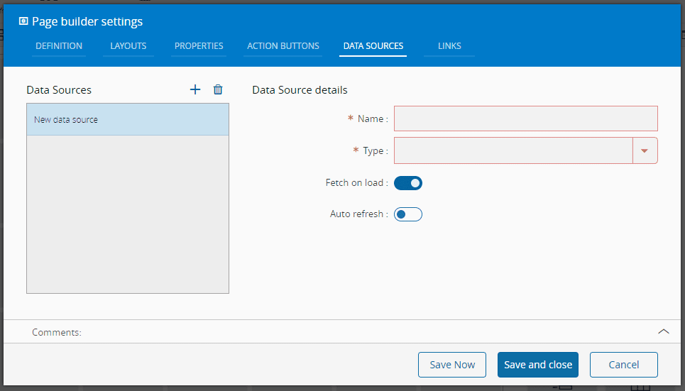 UI Page Data Sources