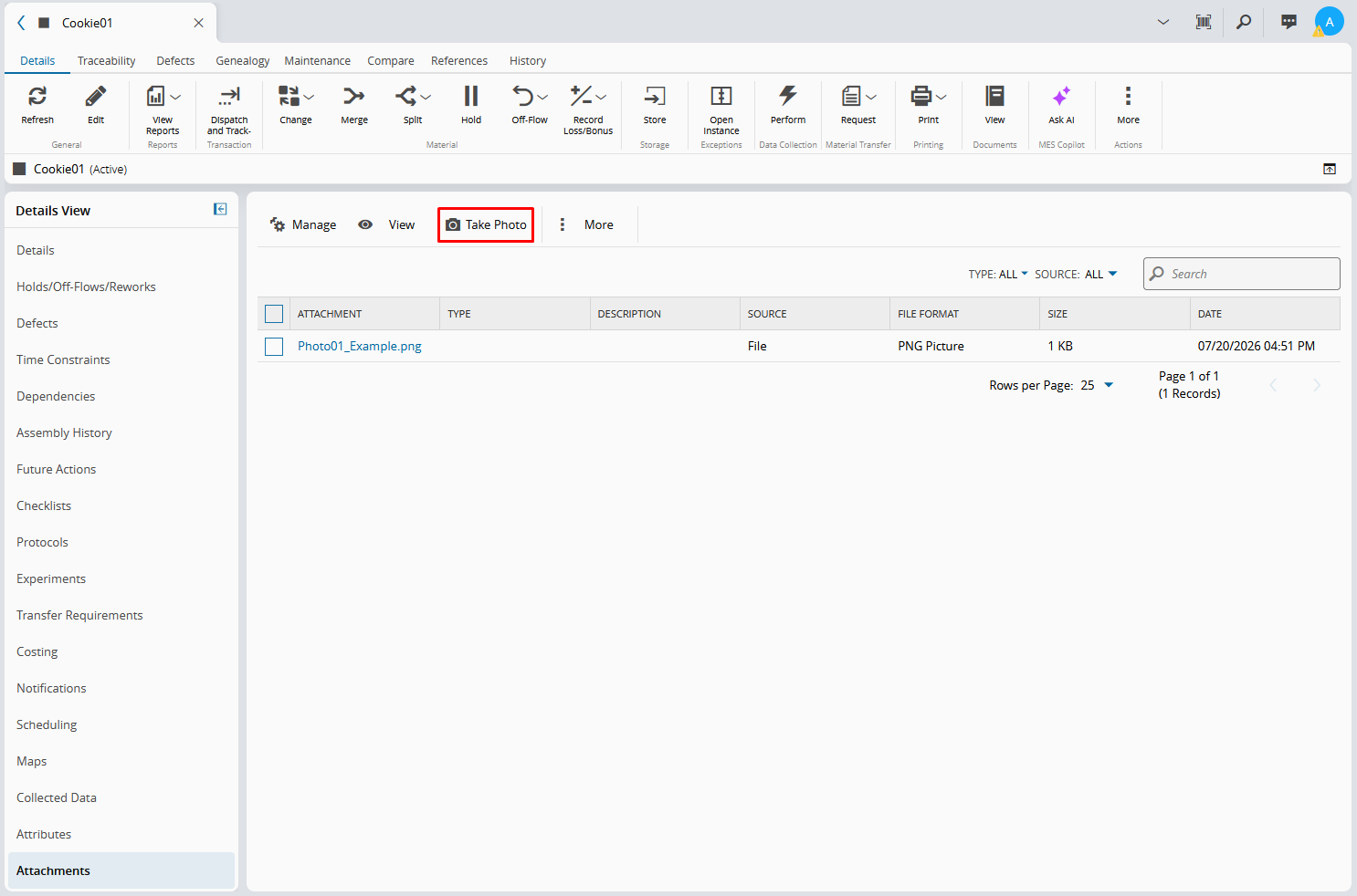 Screenshot showing the Attachments section with existing attachments and the Capture Image option.