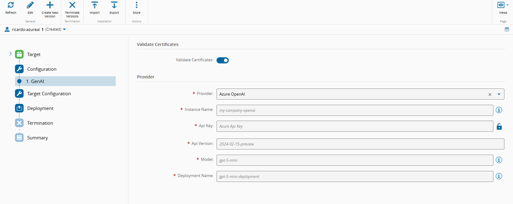 configuring the AI package during create environment process