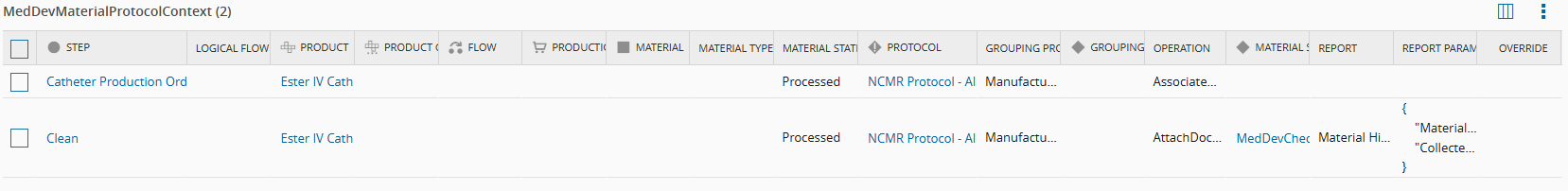 MedDevMaterialProtocolContext Smart Table
