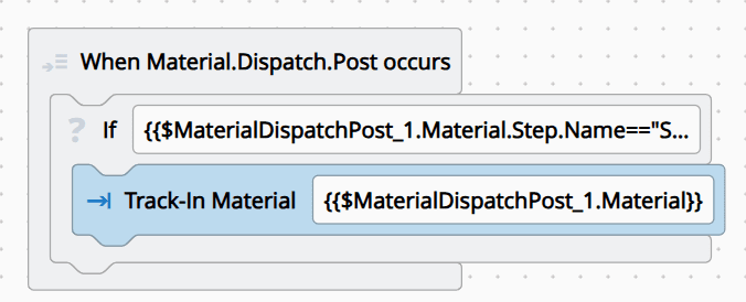 Screenshot showing a business workflow task for tracking materials.