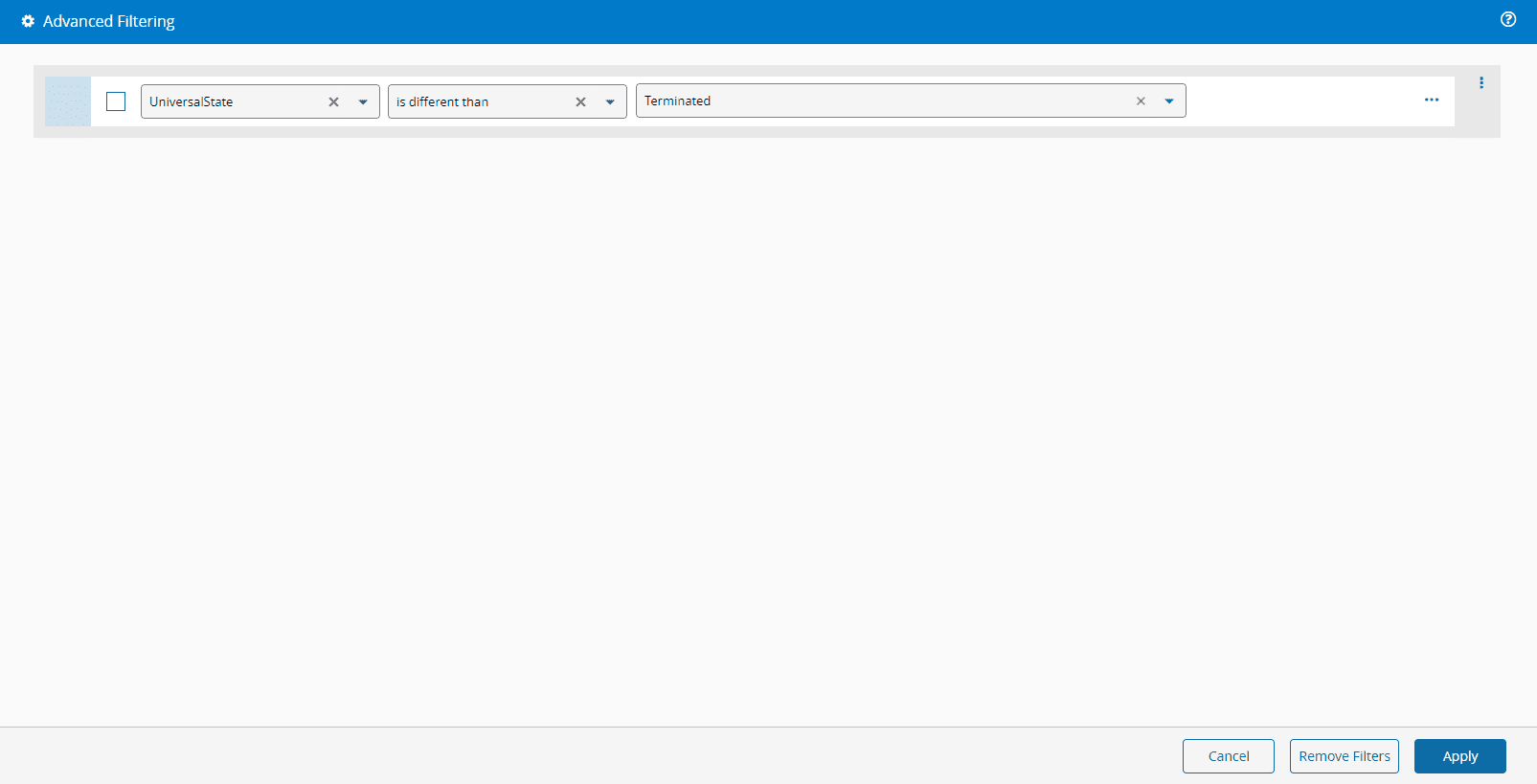 Screenshot showing a UI with dropdown options for filtering Protocol Instances.